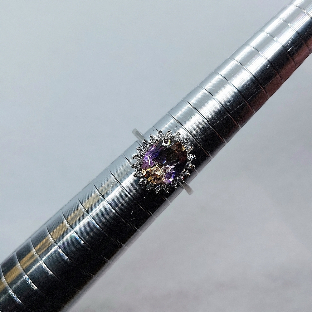 4.8ct Ametrie Halo Ring In Sterling Silver